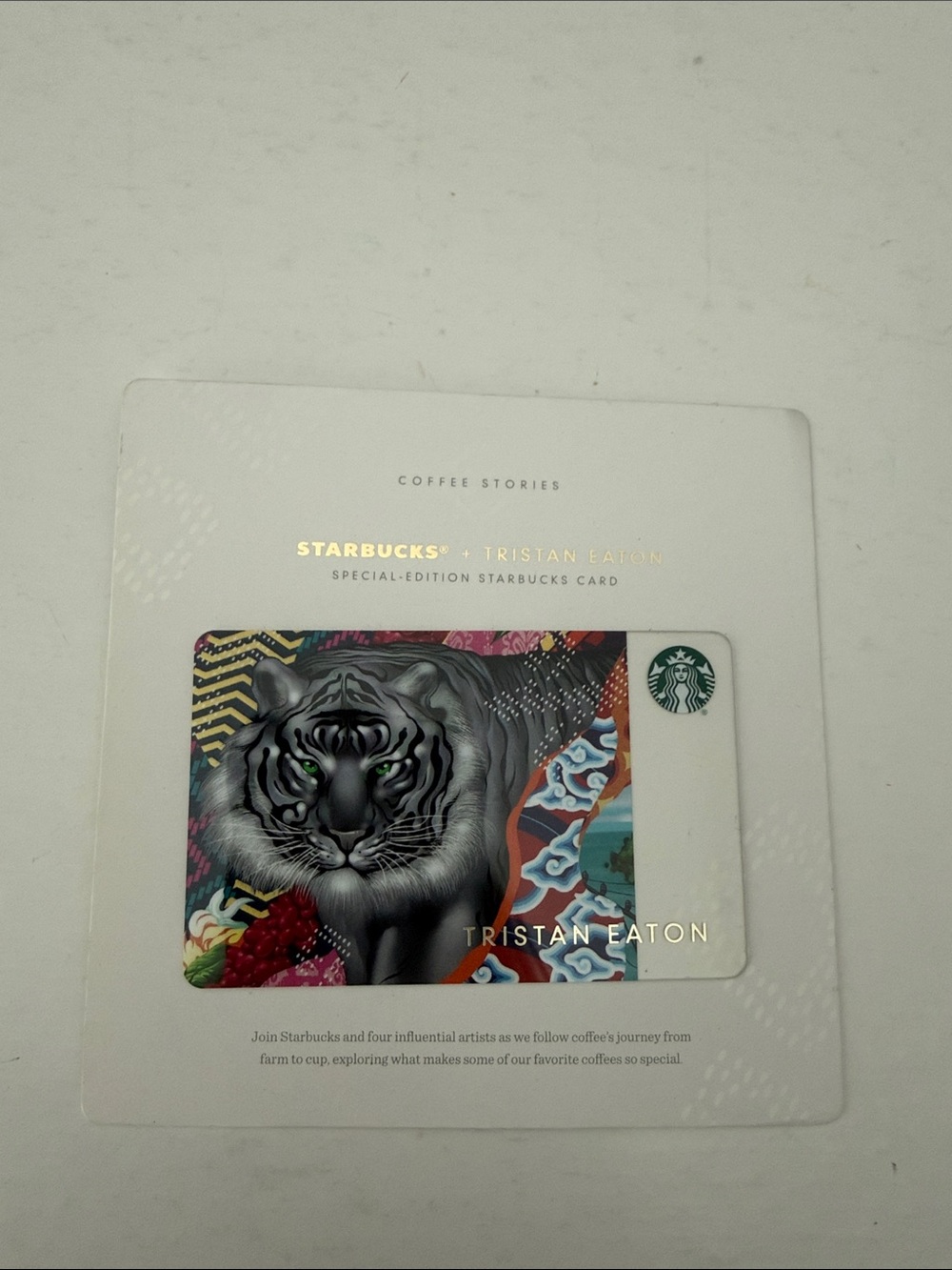 Starbucks Gift Card Tristan Eaton Limited Edition White Tiger Sumatra no Value
